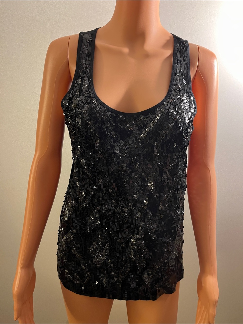 Express Black Sequin Tank Top